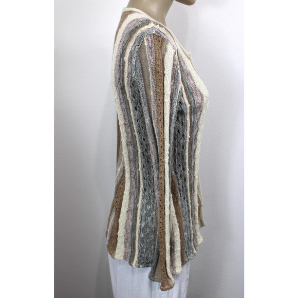 Simply Natural Cardigan Alpaca Long Sleeve Sweater Gray Brown Peru Size S - Picture 3 of 13